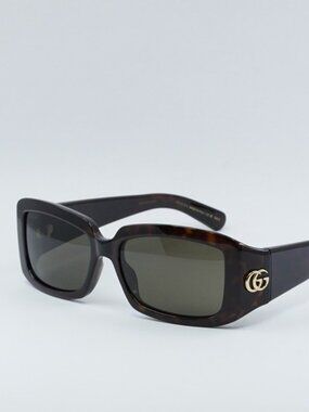 Gucci GG1403S 002 Women Sunglasses Havana Rectangle Frame, Brown Lenses